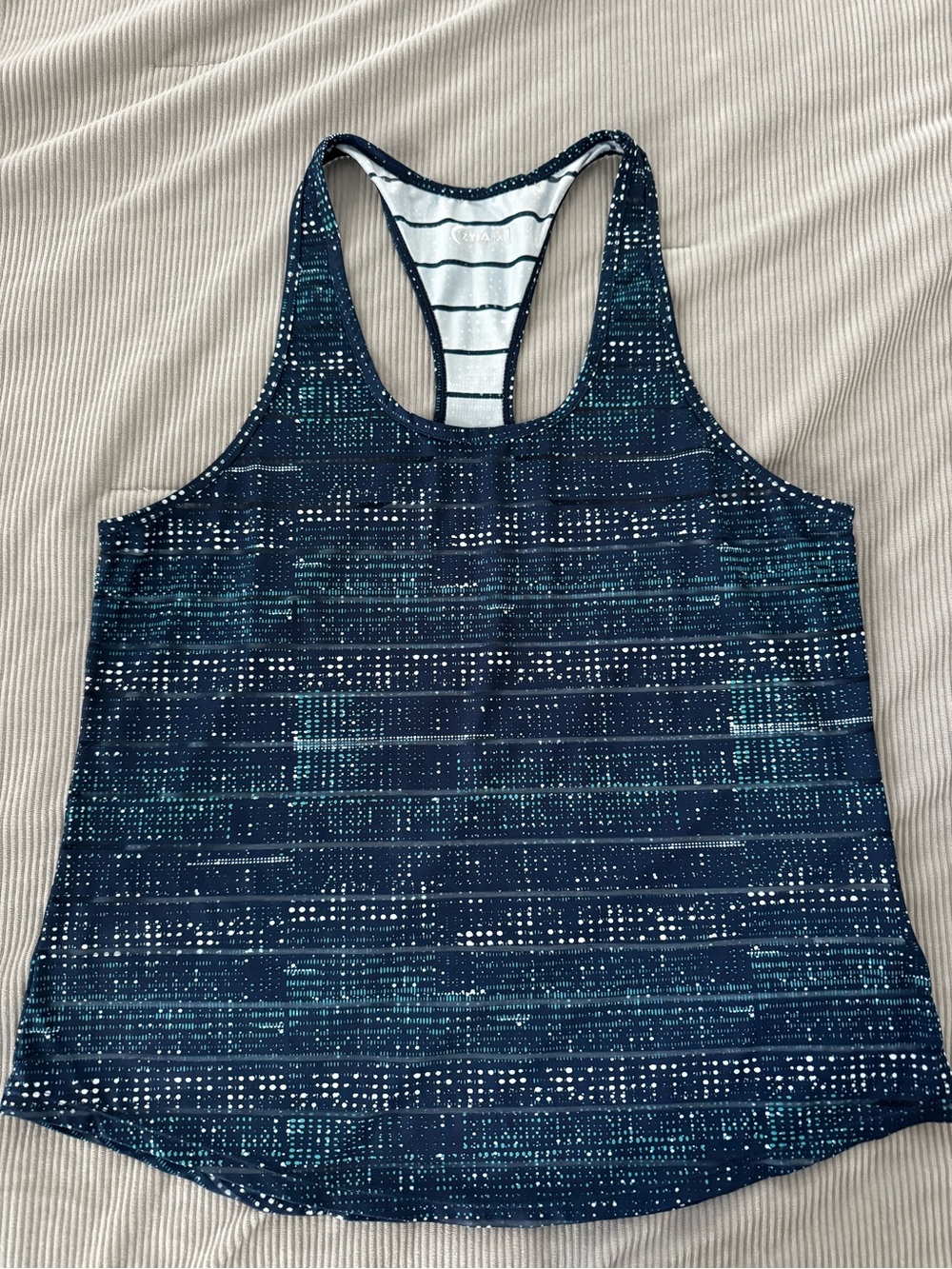 ZYIA Navy and Teal Patterned Racerback Tank